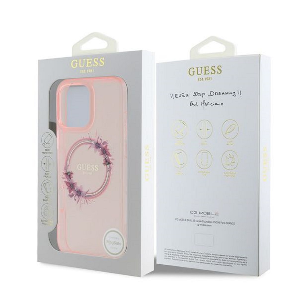 Калъф Guess IML Flowers Ring MagSafe Pink GUHMP16LHFWFCP за Apple iPhone 16 Pro Калъф Guess IML Flowers Ring MagSafe Pink GUHMP16LHFWFCP за Apple iPhone 16 Pro