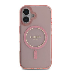 Калъф Guess IML Glitter Ring MagSafe Pink GUHMP16SHFGEREP за Apple iPhone 16 Калъф Guess IML Glitter Ring MagSafe Pink GUHMP16SHFGEREP за Apple iPhone 16