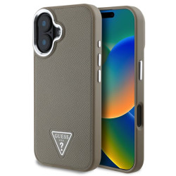 Калъф Guess PU Grained Triangle Logo GUHMP16SPGTSPSW за Apple iPhone 16  Калъф Guess PU Grained Triangle Logo GUHMP16SPGTSPSW за Apple iPhone 16