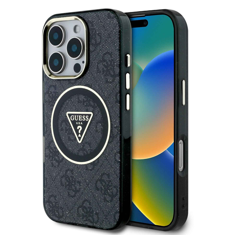 Калъф Guess IML 4G Glitter and Triangle Logo MagSafe GUHMP16XHG4PRTGK за Apple iPhone 16 Pro Max Калъф Guess IML 4G Glitter and Triangle Logo MagSafe GUHMP16XHG4PRTGK за Apple iPhone 16 Pro Max