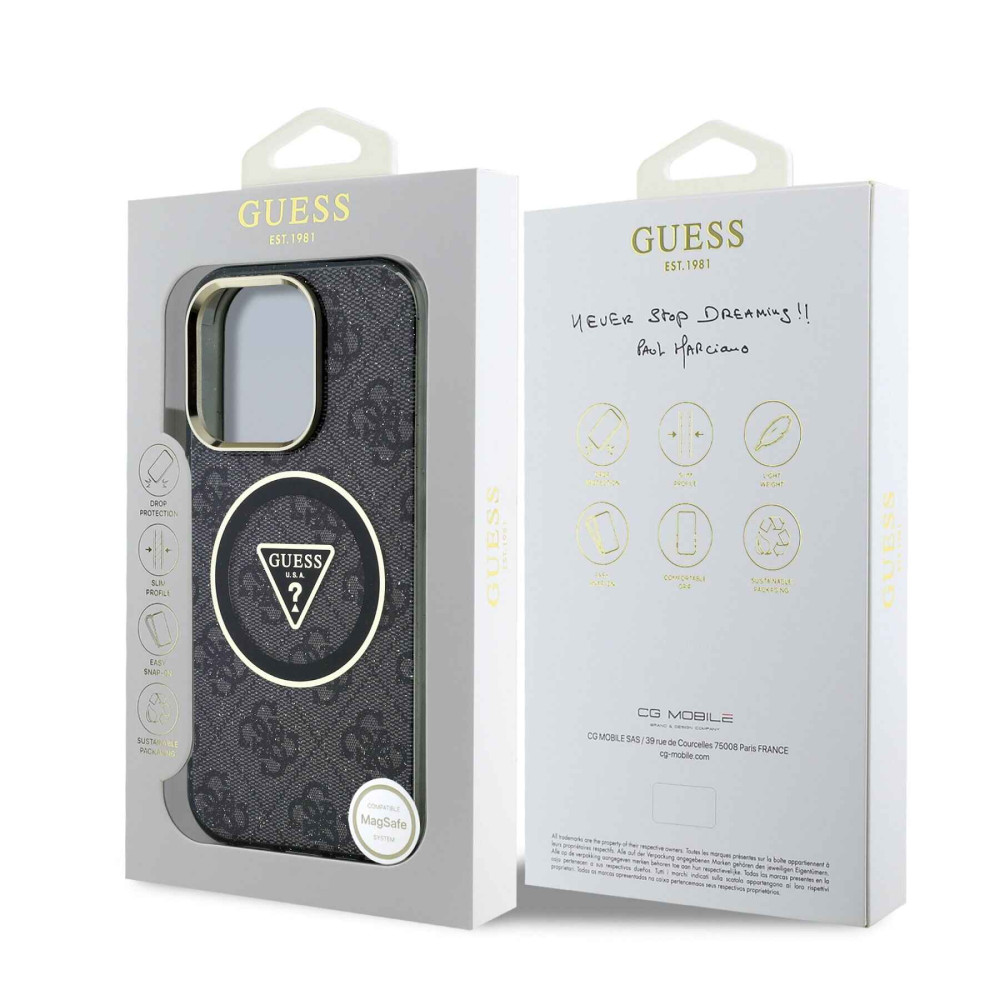 Калъф Guess IML 4G Glitter and Triangle Logo MagSafe GUHMP16XHG4PRTGK за Apple iPhone 16 Pro Max Калъф Guess IML 4G Glitter and Triangle Logo MagSafe GUHMP16XHG4PRTGK за Apple iPhone 16 Pro Max