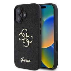 Калъф Guess PU Fixed Glitter 4G Metal Logo Black GUHCP16SHG4SGK за Apple iPhone 16 Калъф Guess PU Fixed Glitter 4G Metal Logo Black GUHCP16SHG4SGK за Apple iPhone 16