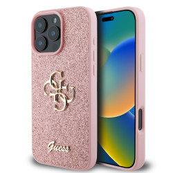 Калъф Guess PU Fixed Glitter 4G Metal Logo Pink GUHCP16XHG4SGP за Apple iPhone 16 Pro Max Калъф Guess PU Fixed Glitter 4G Metal Logo Pink GUHCP16XHG4SGP за Apple iPhone 16 Pro Max