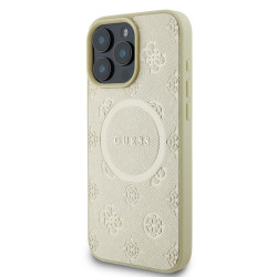 Калъф Guess Saffiano Peony Stamp MagSafe Gold GUHMP16XPSAPSMED за Apple iPhone 16 Pro Max Калъф Guess Saffiano Peony Stamp MagSafe Gold GUHMP16XPSAPSMED за Apple iPhone 16 Pro Max