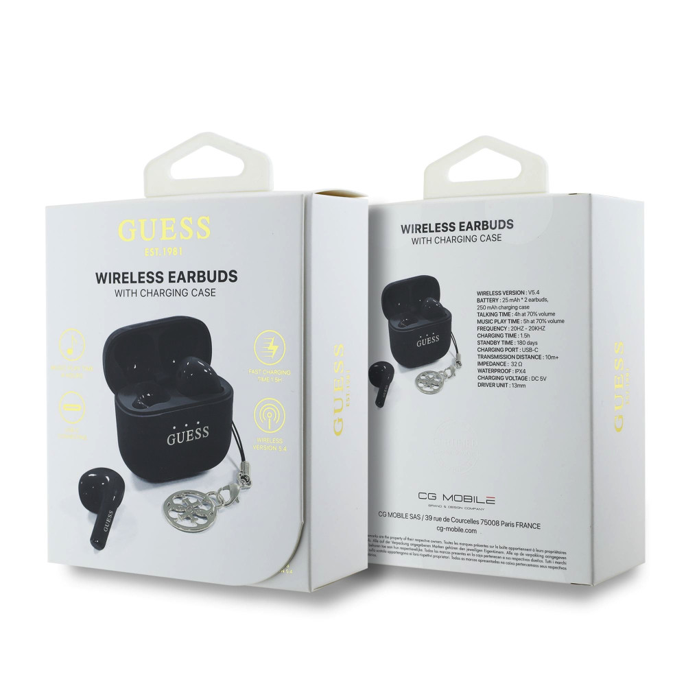 Слушалки GUESS Classic Logo Charm - (GUTWSXMCCLK), TWS, с Bluetooth Слушалки GUESS Classic Logo Charm - (GUTWSXMCCLK), TWS, с Bluetooth