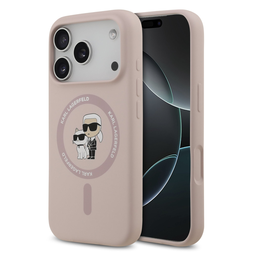 Калъф Karl Lagerfeld Liquid Silicone K/CH Heads MagSafe Pink KLHMP17LSCMKCRHP за Apple iPhone 17 Pro Калъф Karl Lagerfeld Liquid Silicone K/CH Heads MagSafe Pink KLHMP17LSCMKCRHP за Apple iPhone 17 Pro