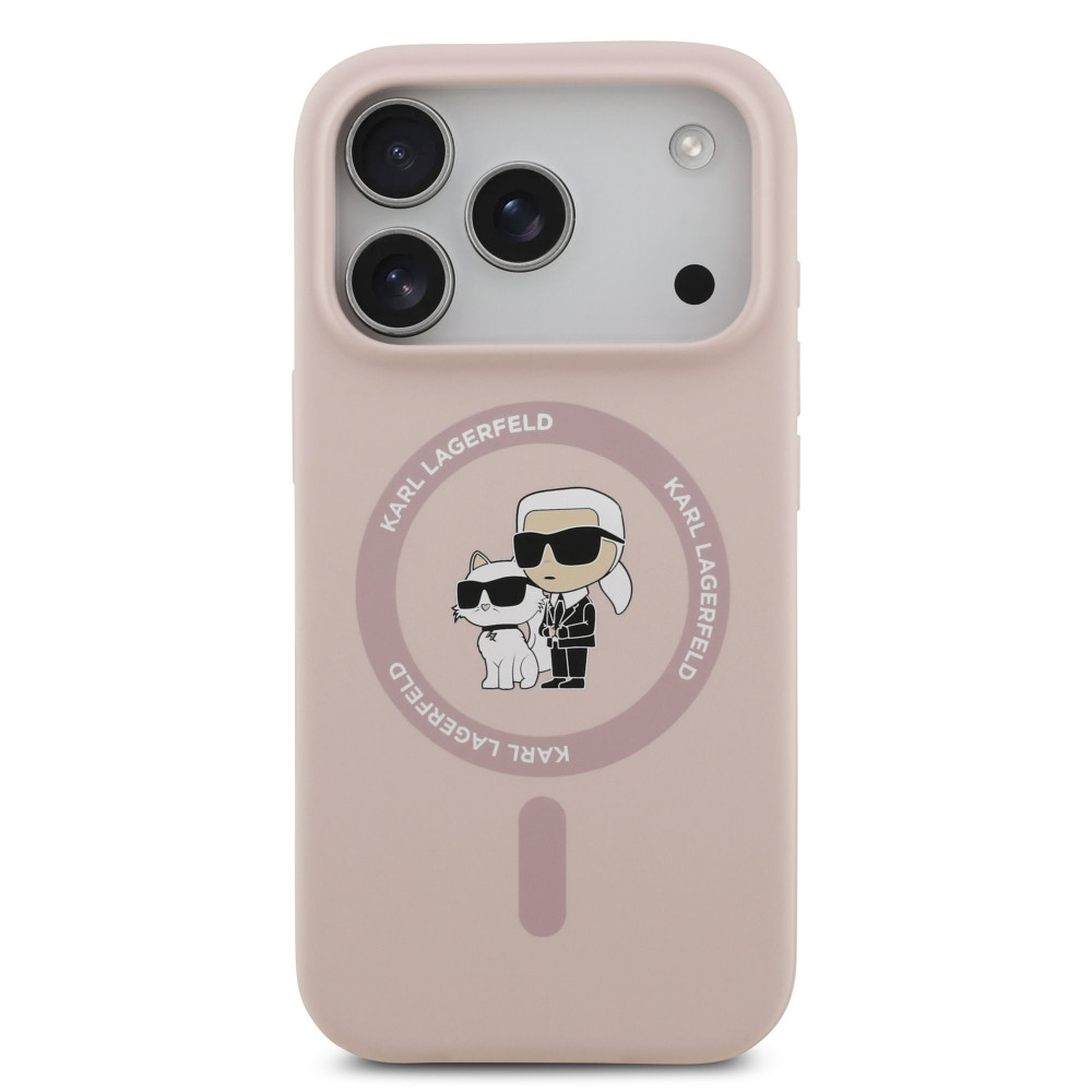 Калъф Karl Lagerfeld Liquid Silicone K/CH Heads MagSafe Pink KLHMP17LSCMKCRHP за Apple iPhone 17 Pro Калъф Karl Lagerfeld Liquid Silicone K/CH Heads MagSafe Pink KLHMP17LSCMKCRHP за Apple iPhone 17 Pro