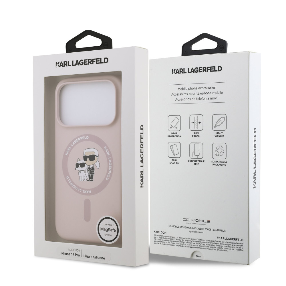 Калъф Karl Lagerfeld Liquid Silicone K/CH Heads MagSafe Pink KLHMP17LSCMKCRHP за Apple iPhone 17 Pro Калъф Karl Lagerfeld Liquid Silicone K/CH Heads MagSafe Pink KLHMP17LSCMKCRHP за Apple iPhone 17 Pro
