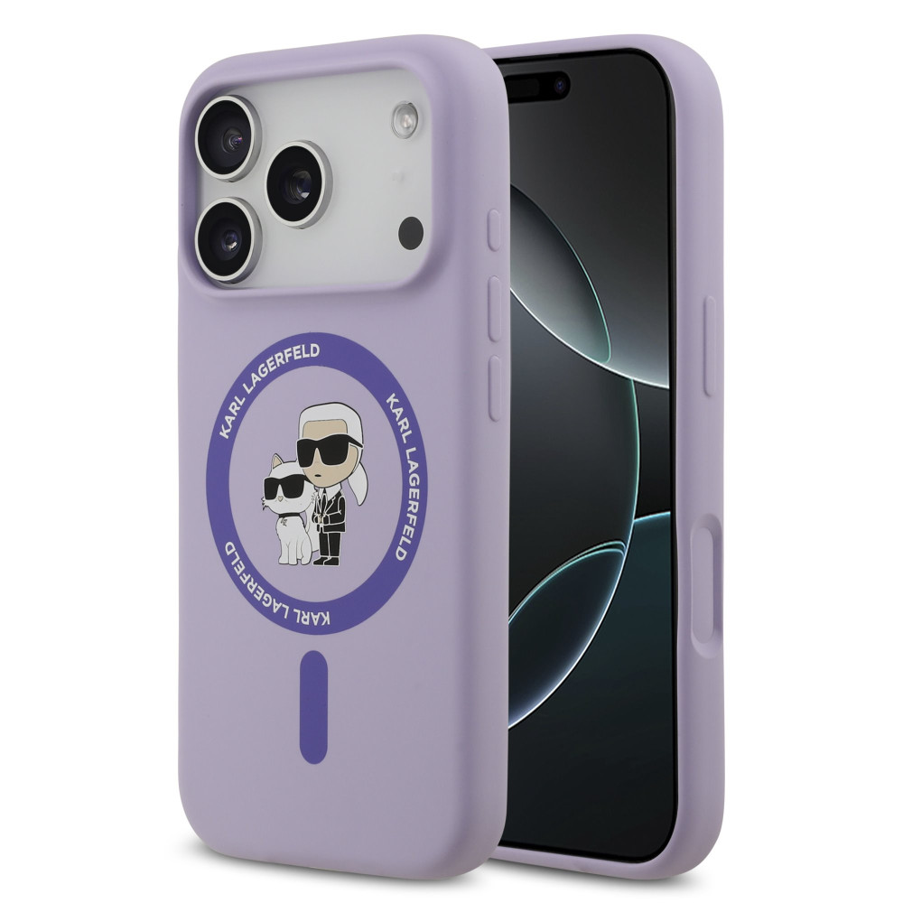 Калъф Karl Lagerfeld Liquid Silicone K/CH Heads MagSafe Purple KLHMP17LSCMKCRHU за Apple iPhone 17 Pro Калъф Karl Lagerfeld Liquid Silicone K/CH Heads MagSafe Purple KLHMP17LSCMKCRHU за Apple iPhone 17 Pro