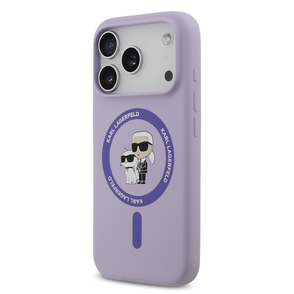 Калъф Karl Lagerfeld Liquid Silicone K/CH Heads MagSafe Purple KLHMP17LSCMKCRHU за Apple iPhone 17 Pro Калъф Karl Lagerfeld Liquid Silicone K/CH Heads MagSafe Purple KLHMP17LSCMKCRHU за Apple iPhone 17 Pro