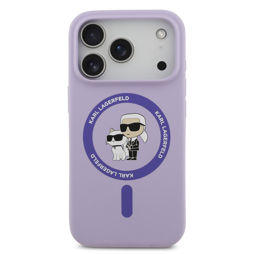 Калъф Karl Lagerfeld Liquid Silicone K/CH Heads MagSafe Purple KLHMP17LSCMKCRHU за Apple iPhone 17 Pro Калъф Karl Lagerfeld Liquid Silicone K/CH Heads MagSafe Purple KLHMP17LSCMKCRHU за Apple iPhone 17 Pro