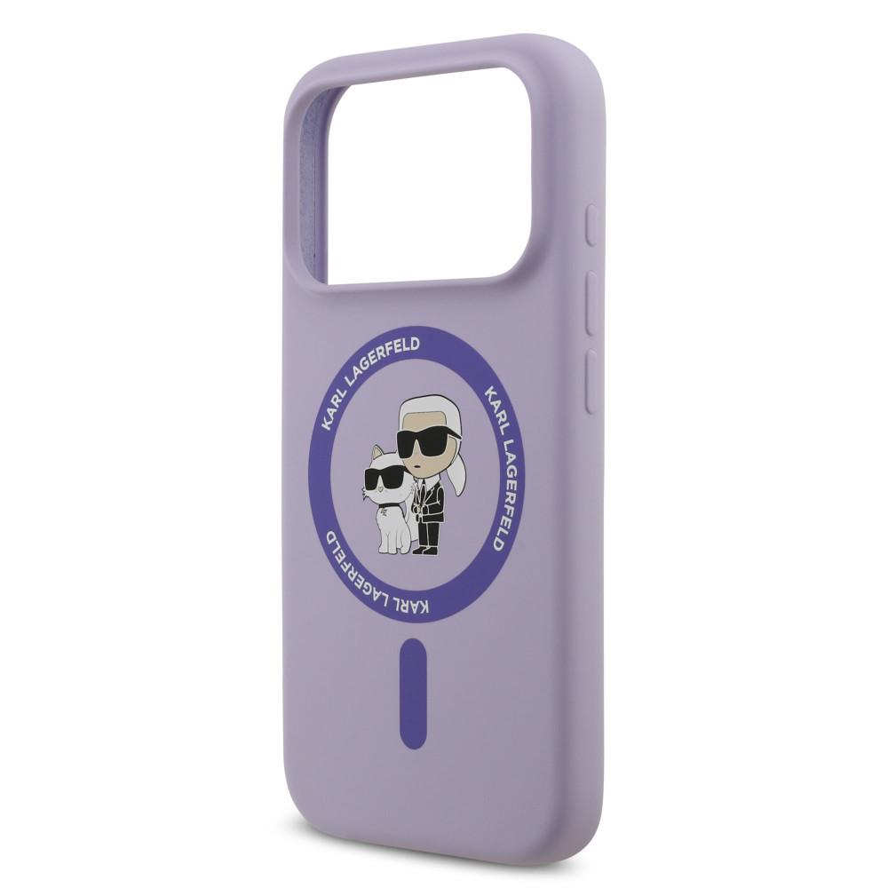 Калъф Karl Lagerfeld Liquid Silicone K/CH Heads MagSafe Purple KLHMP17LSCMKCRHU за Apple iPhone 17 Pro Калъф Karl Lagerfeld Liquid Silicone K/CH Heads MagSafe Purple KLHMP17LSCMKCRHU за Apple iPhone 17 Pro