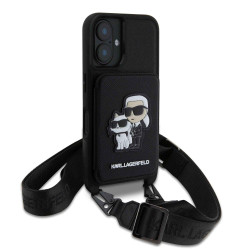 Калъф Karl Lagerfeld Saffiano Crossbody Strap Karl and Choupette KLHCP16SCSAKCPMK за Apple iPhone 16 Калъф Karl Lagerfeld Saffiano Crossbody Strap Karl and Choupette KLHCP16SCSAKCPMK за Apple iPhone 16