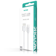 Кабел NORDIC, USB - Micro, 2.1A, 1 метър  Кабел NORDIC, USB - Micro, 2.1A, 1 метър