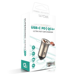 Зарядно за автомобил 12V NORDIC Supersonic 30W, USB-A, USB-C + Type-C към Lightning кабел Зарядно за автомобил 12V NORDIC Supersonic 30W, USB-A, USB-C + Type-C към Lightning кабел