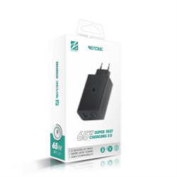 Зарядно устройство 220V NORDIC instinct 65W, 2xUSB-C, USB-A Зарядно устройство 220V NORDIC instinct 65W, 2xUSB-C, USB-A