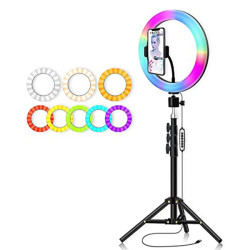 Ринг лампа LED 26см RGB (цветна) + Tripod стойка 200см Ринг лампа LED 26см RGB (цветна) + Tripod стойка 200см
