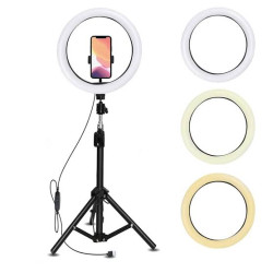 Ринг лампа LED 36см (бяла) + Tripod стойка 200см       Ринг лампа LED 36см (бяла) + Tripod стойка 200см