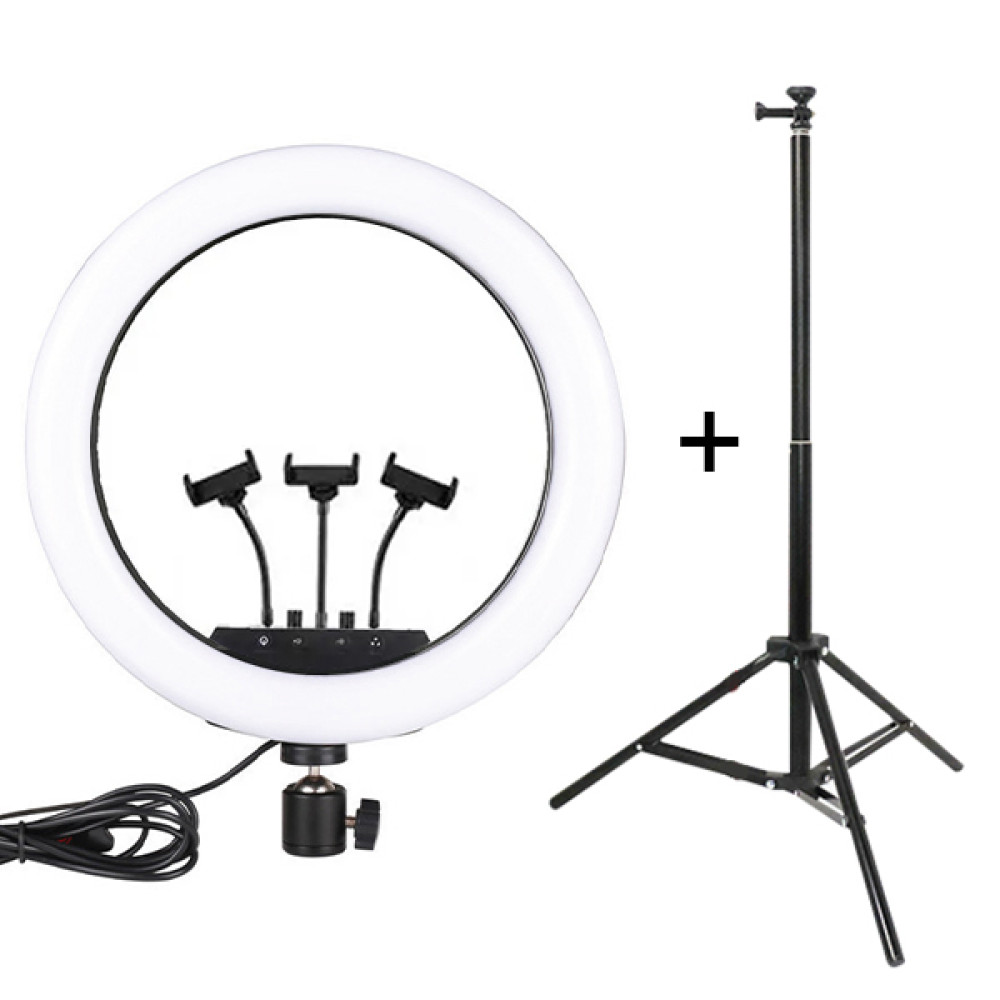 Ринг лампа LED 38см (бяла) + Tripod стойка 200см Ринг лампа LED 38см (бяла) + Tripod стойка 200см