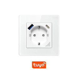 Интeлигeнтeн контакт AVATTO - N-WOT10-USB-W, WiFi, 16A, USB-A, USB-C Интeлигeнтeн контакт AVATTO - N-WOT10-USB-W, WiFi, 16A, USB-A, USB-C