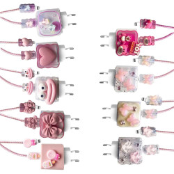 Силиконов калъф за зарядно и кабел Charger set Cuties (розов) Силиконов калъф за зарядно и кабел Charger set Cuties (розов)