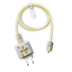 Силиконов калъф за зарядно и кабел Charger set Cuties (жълт) Силиконов калъф за зарядно и кабел Charger set Cuties (жълт)
