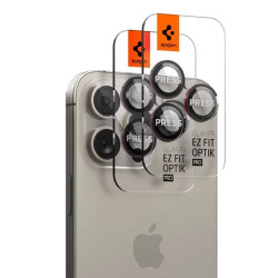 Лещи за камера SPIGEN за Apple iPhone 16 Pro - черни + червено- Glass tR.Ez Fit L-Series Лещи за камера SPIGEN за Apple iPhone 16 Pro - черни + червено- Glass tR.Ez Fit L-Series