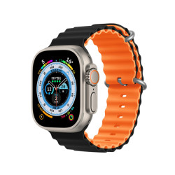 Силиконова двуцветна каишка за смарт часовник Apple iWatch Series 7 45мм - Ocean Strap Силиконова двуцветна каишка за смарт часовник Apple iWatch Series 7 45мм - Ocean Strap