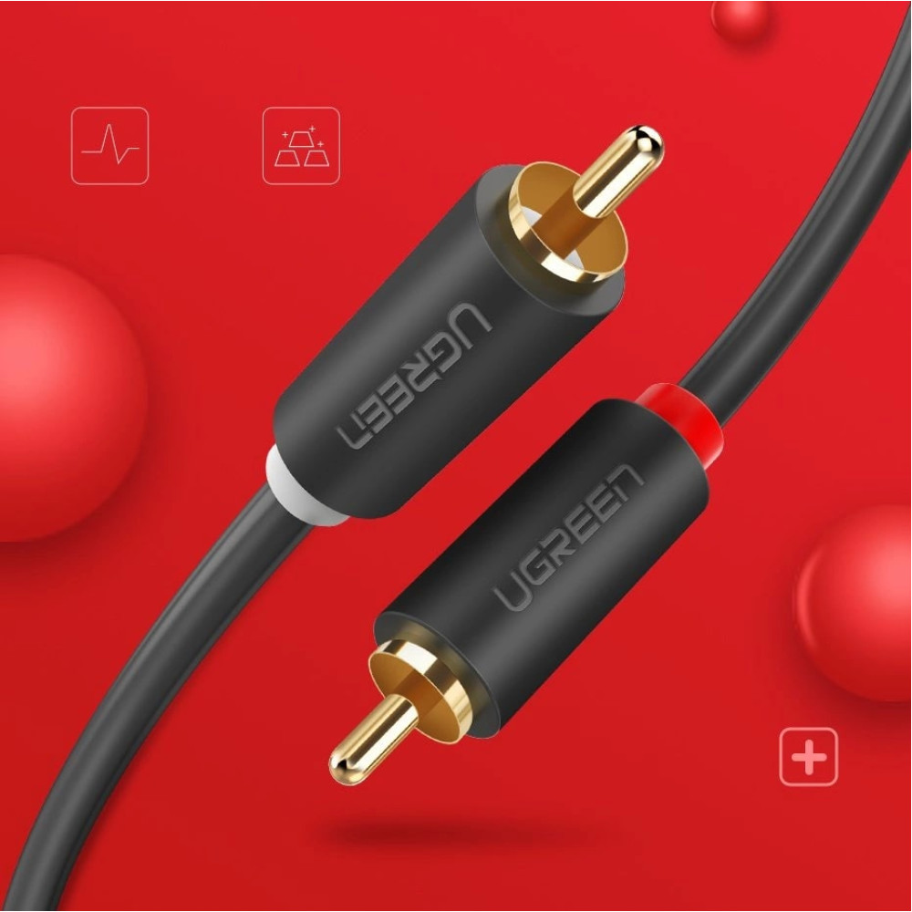 Aудио кабел UGREEN AV104/10520 - 2xRCA jack към 2xRCA jack, 5 метра Aудио кабел UGREEN AV104/10520 - 2xRCA jack към 2xRCA jack, 5 метра