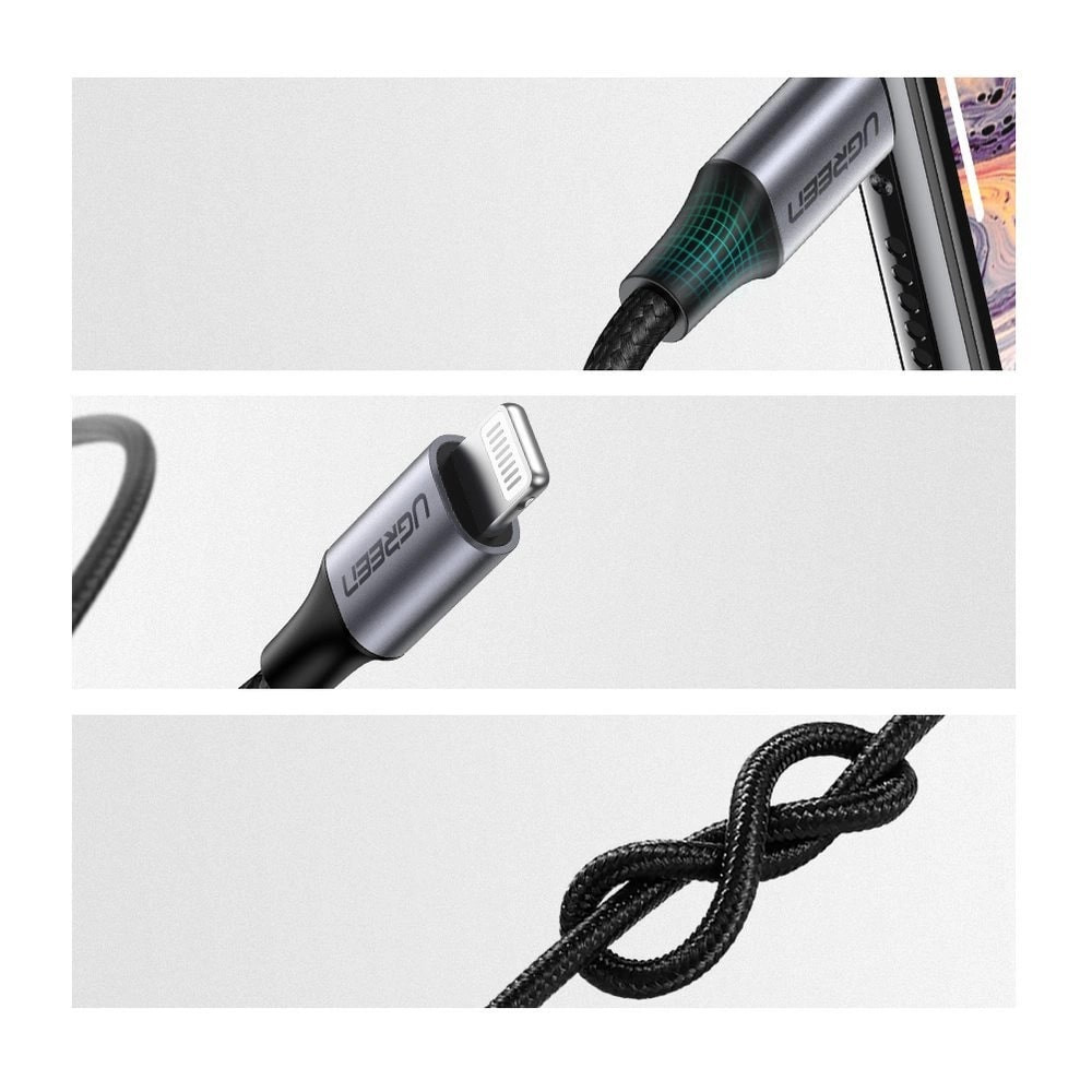 Аудио кабел UGREEN US315/70509 - Lightning към AUX/м/ 3.5mm, 1 метър Аудио кабел UGREEN US315/70509 - Lightning към AUX/м/ 3.5mm, 1 метър