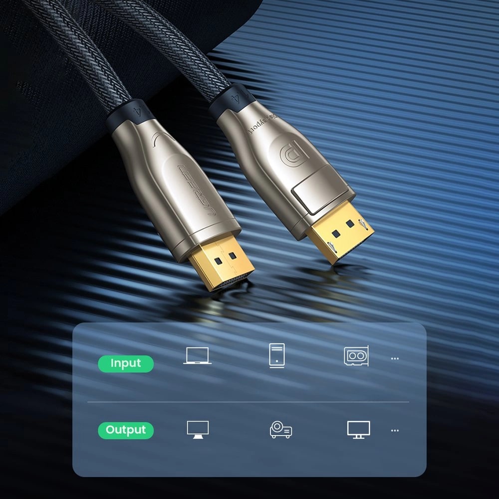 Кабел UGREEN DP112/60843 8K - DisplayPort към DisplayPort, 2 метра Кабел UGREEN DP112/60843 8K - DisplayPort към DisplayPort, 2 метра