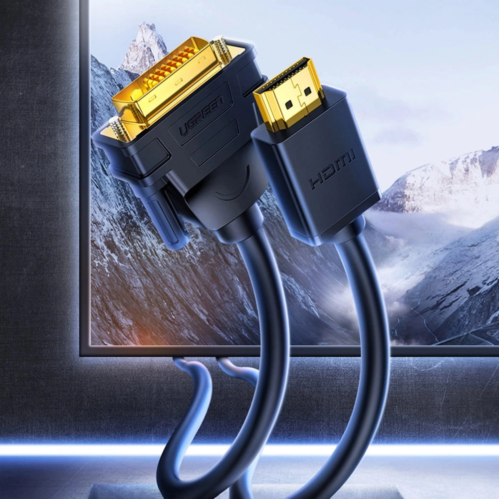 Кабел UGREEN HD106/10135 2K - HDMI към DVI-D, 2 метра Кабел UGREEN HD106/10135 2K - HDMI към DVI-D, 2 метра