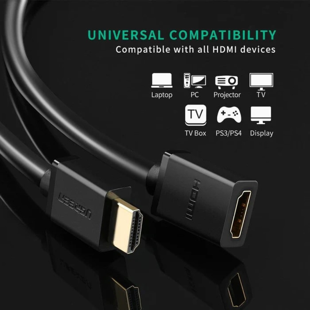 Преходник UGREEN HD107/10141 4K - HDMI (M) към HDMI (F), 1 метър Преходник UGREEN HD107/10141 4K - HDMI (M) към HDMI (F), 1 метър