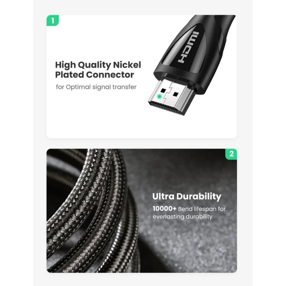 Кабел UGREEN HD140/80403 8K - HDMI към HDMI, 2 метра Кабел UGREEN HD140/80403 8K - HDMI към HDMI, 2 метра
