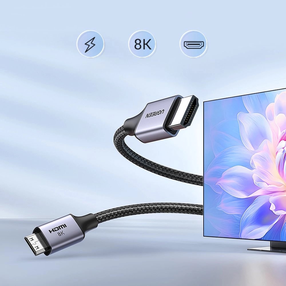 Кабел UGREEN HD163/15515 8K - mini HDMI към HDMI, 2 метра Кабел UGREEN HD163/15515 8K - mini HDMI към HDMI, 2 метра