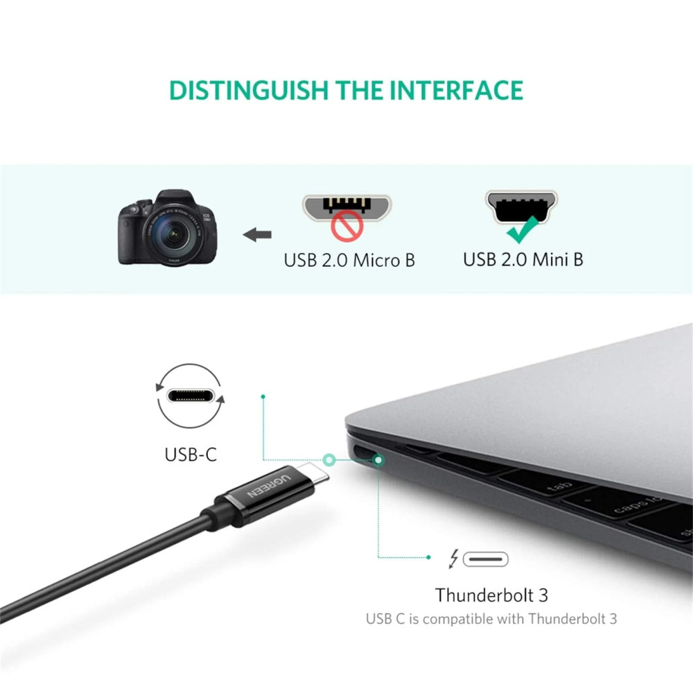 Кабел UGREEN 2A, Type-C - Mini USB - US242/50445, 1 метър Кабел UGREEN 2A, Type-C - Mini USB - US242/50445, 1 метър