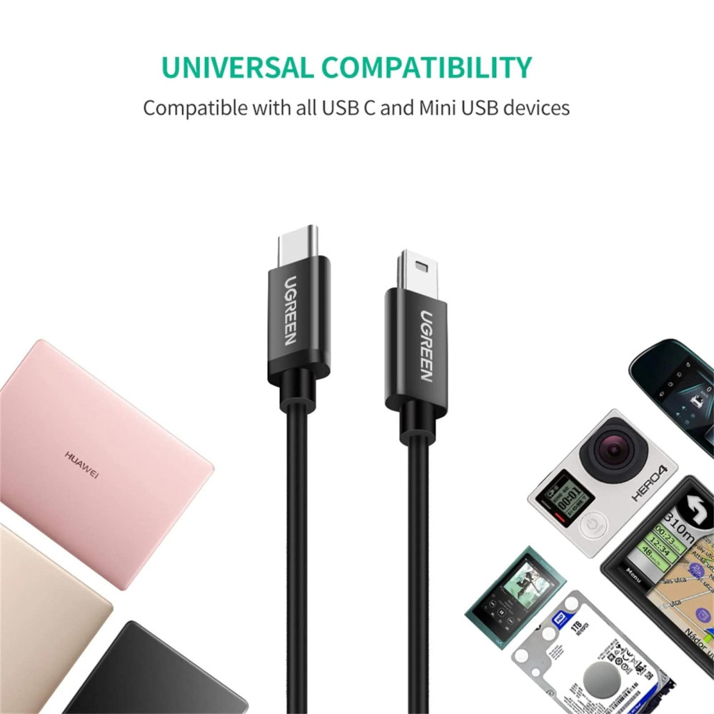 Кабел UGREEN 2A, Type-C - Mini USB - US242/50445, 1 метър Кабел UGREEN 2A, Type-C - Mini USB - US242/50445, 1 метър