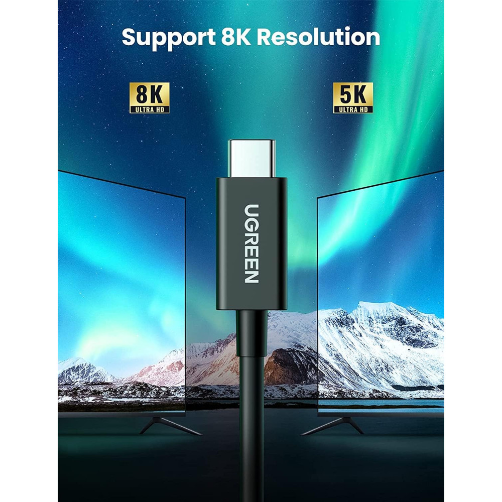 Кабел UGREEN 100W, Type-C - Type-C, Thunderbolt 4 - US501/30389, 0.8 метра Кабел UGREEN 100W, Type-C - Type-C, Thunderbolt 4 - US501/30389, 0.8 метра