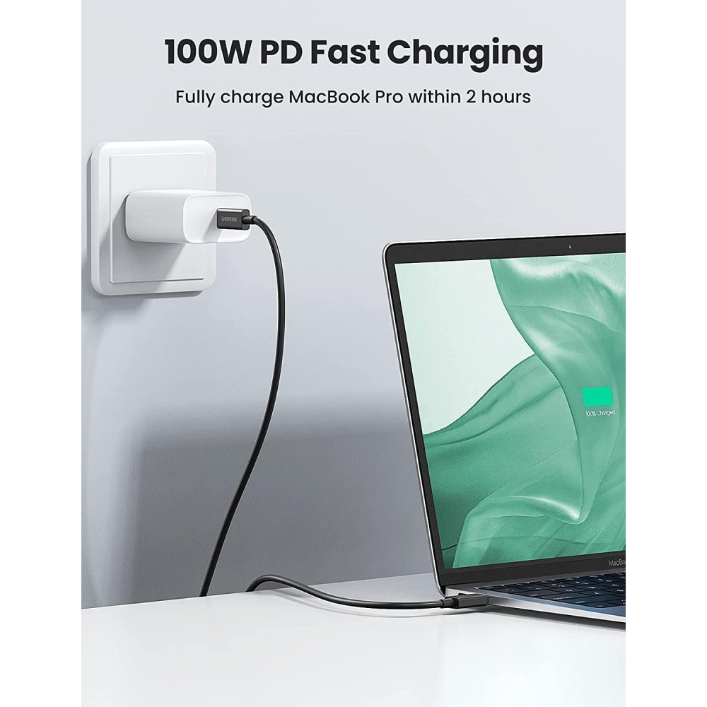 Кабел UGREEN 100W, Type-C - Type-C, Thunderbolt 4 - US501/30389, 0.8 метра Кабел UGREEN 100W, Type-C - Type-C, Thunderbolt 4 - US501/30389, 0.8 метра