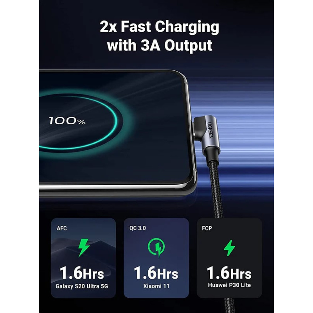 Кабел UGREEN 3А, USB-A - Type-C, US176/20857, 2 метра Кабел UGREEN 3А, USB-A - Type-C, US176/20857, 2 метра