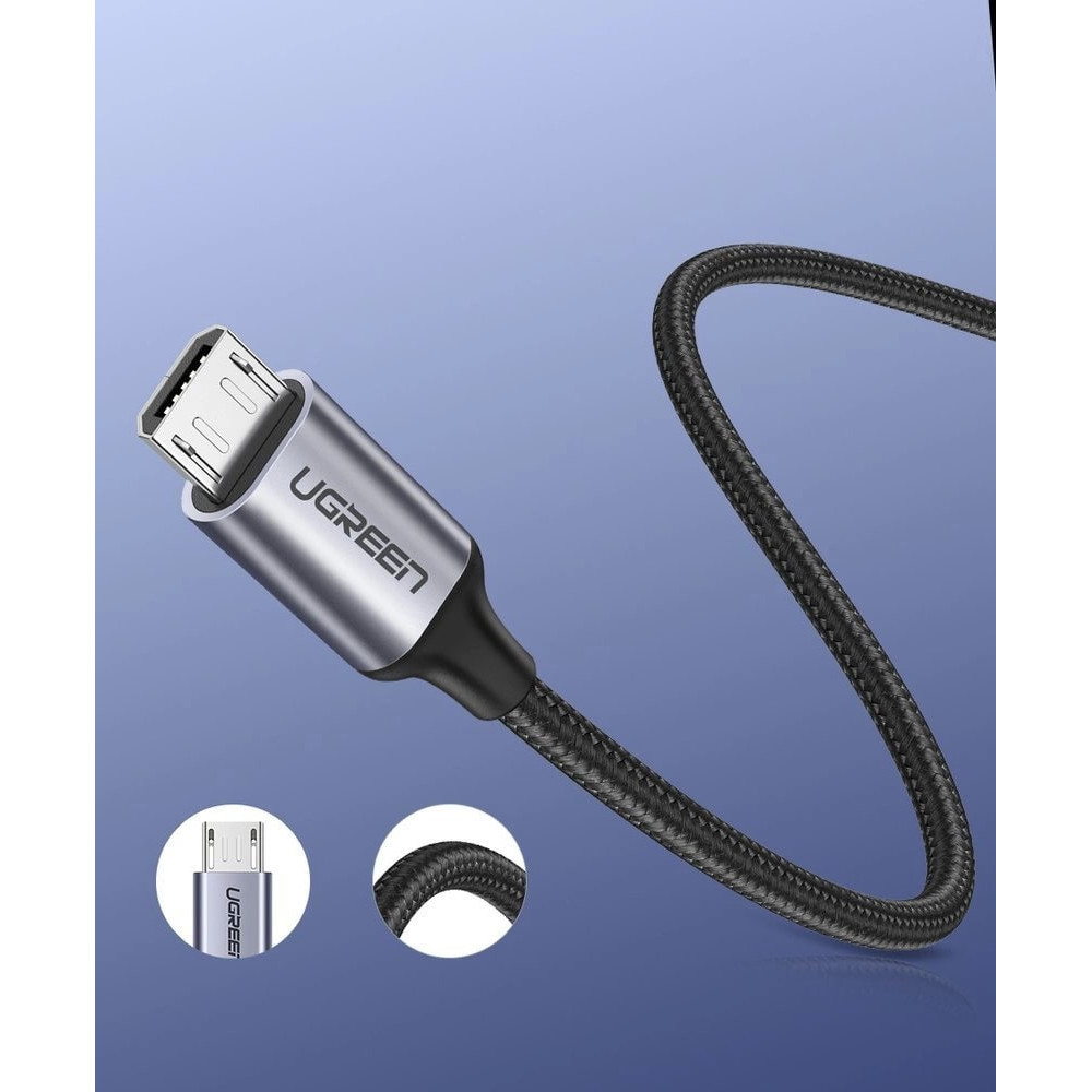 Кабел UGREEN 2A, USB-A - Micro USB, US290/60403, 3 метра Кабел UGREEN 2A, USB-A - Micro USB, US290/60403, 3 метра