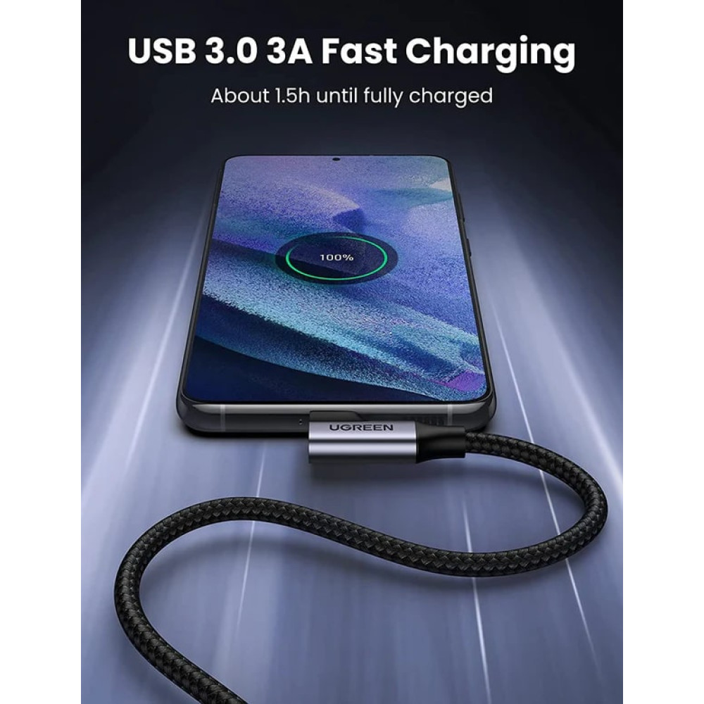 Кабел UGREEN 3A, USB-A - Type-C, US385/20299, 1 метър Кабел UGREEN 3A, USB-A - Type-C, US385/20299, 1 метър
