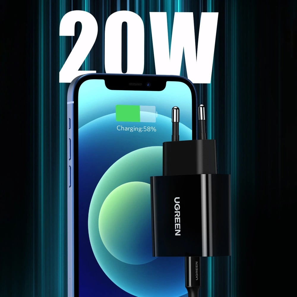 Зарядно устройство 220V UGREEN - CD137/10191, 20W, USB-C Зарядно устройство 220V UGREEN - CD137/10191, 20W, USB-C