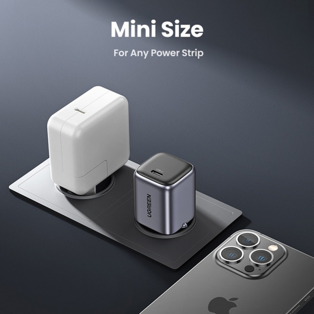 Зарядно устройство 220V UGREEN Nexode Mini GaN - CD318/90664, 20W, USB-C Зарядно устройство 220V UGREEN Nexode Mini GaN - CD318/90664, 20W, USB-C