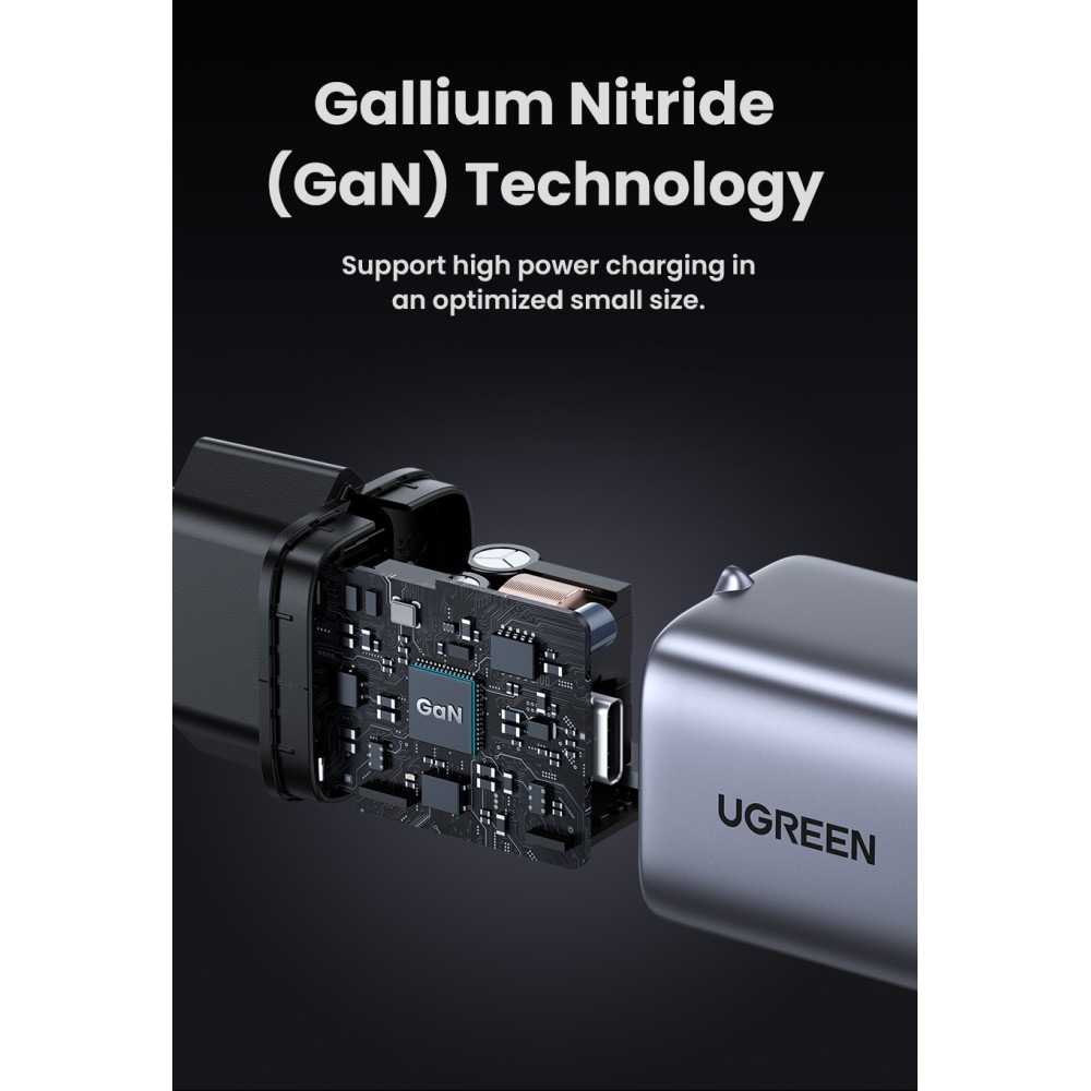Зарядно устройство 220V UGREEN Nexode Mini GaN - CD319/90666, 30W, USB-C Зарядно устройство 220V UGREEN Nexode Mini GaN - CD319/90666, 30W, USB-C