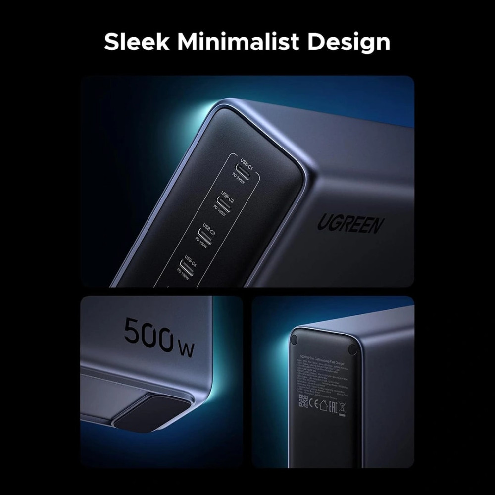 Докинг станция 220V UGREEN 500W, USB-A + 5xUSB-C, Nexode Desktop Station GaN (X759 / 55550B)