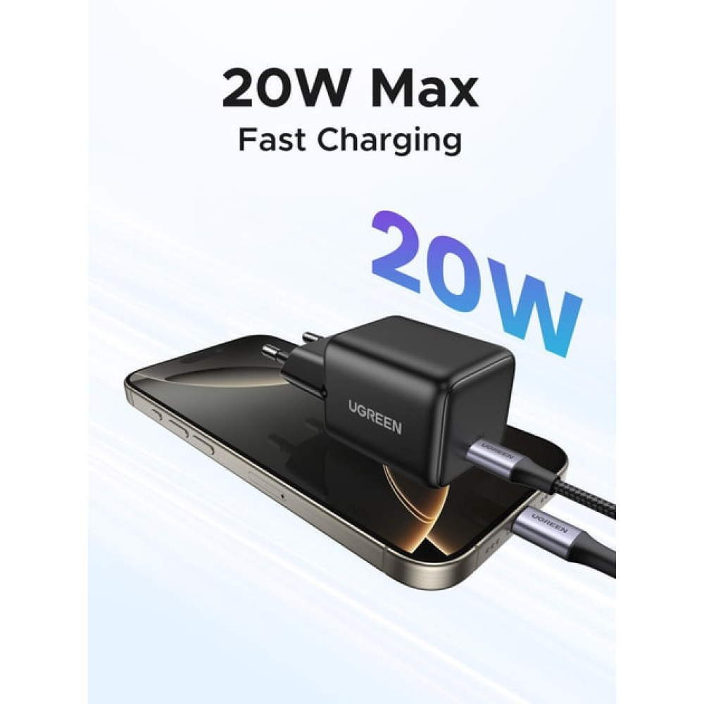 Зарядно устройство 220V UGREEN GaN - X512/55553, 20W, USB-C Зарядно устройство 220V UGREEN GaN - X512/55553, 20W, USB-C