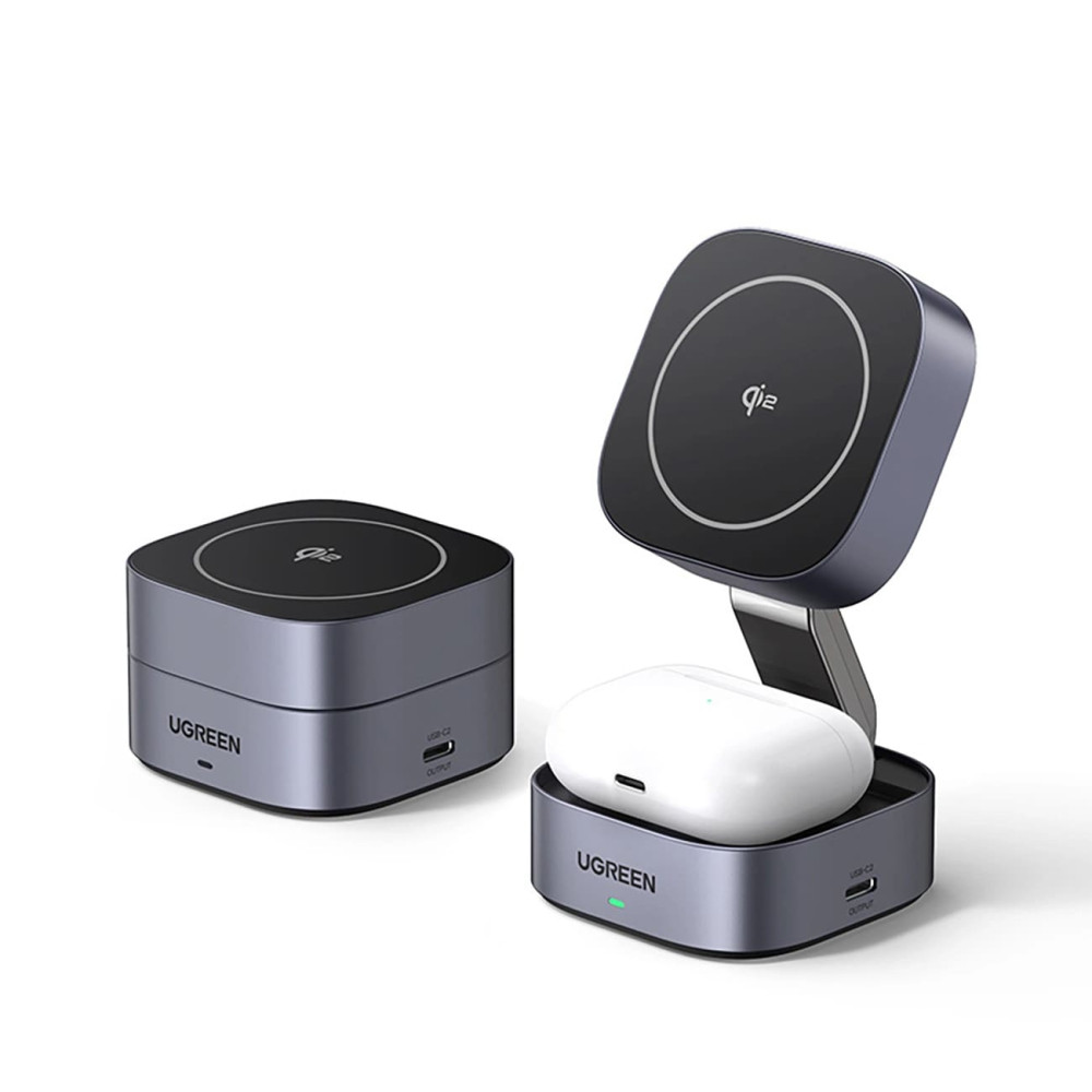2-в-1 Холдер + Зарядна станция UGREEN Wireless Magnetic - W702/35316 2-в-1 Холдер + Зарядна станция UGREEN Wireless Magnetic - W702/35316