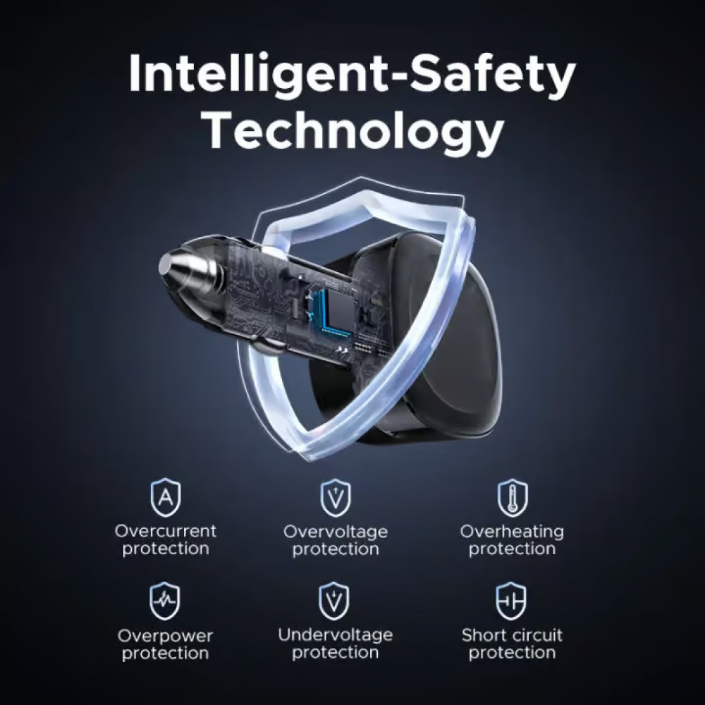 Зарядно за автомобил 12V UGREEN 12V 75W, USB-A + USB-C + кабел C, GaN - (EC601 / 55653) Зарядно за автомобил 12V UGREEN 12V 75W, USB-A + USB-C + кабел C, GaN - (EC601 / 55653)