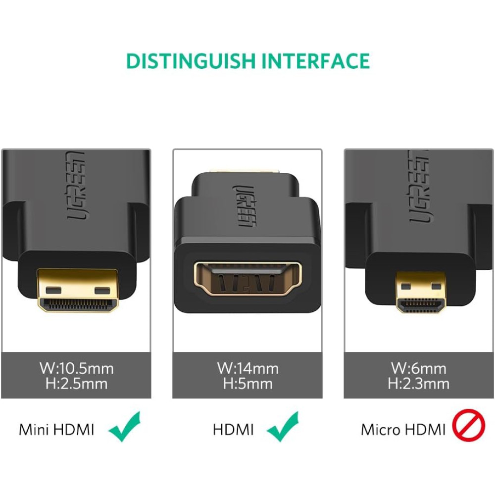 Адаптер UGREEN 20101 - Mini HDMI към HDMI Адаптер UGREEN 20101 - Mini HDMI към HDMI